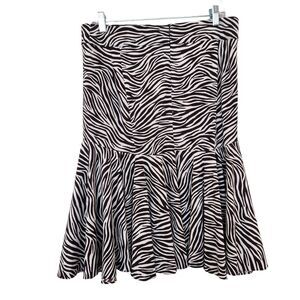 MICHAEL Michael Kors Skirt Women's Zebra Fit & Flare Chocolate Brown White Sz 10
